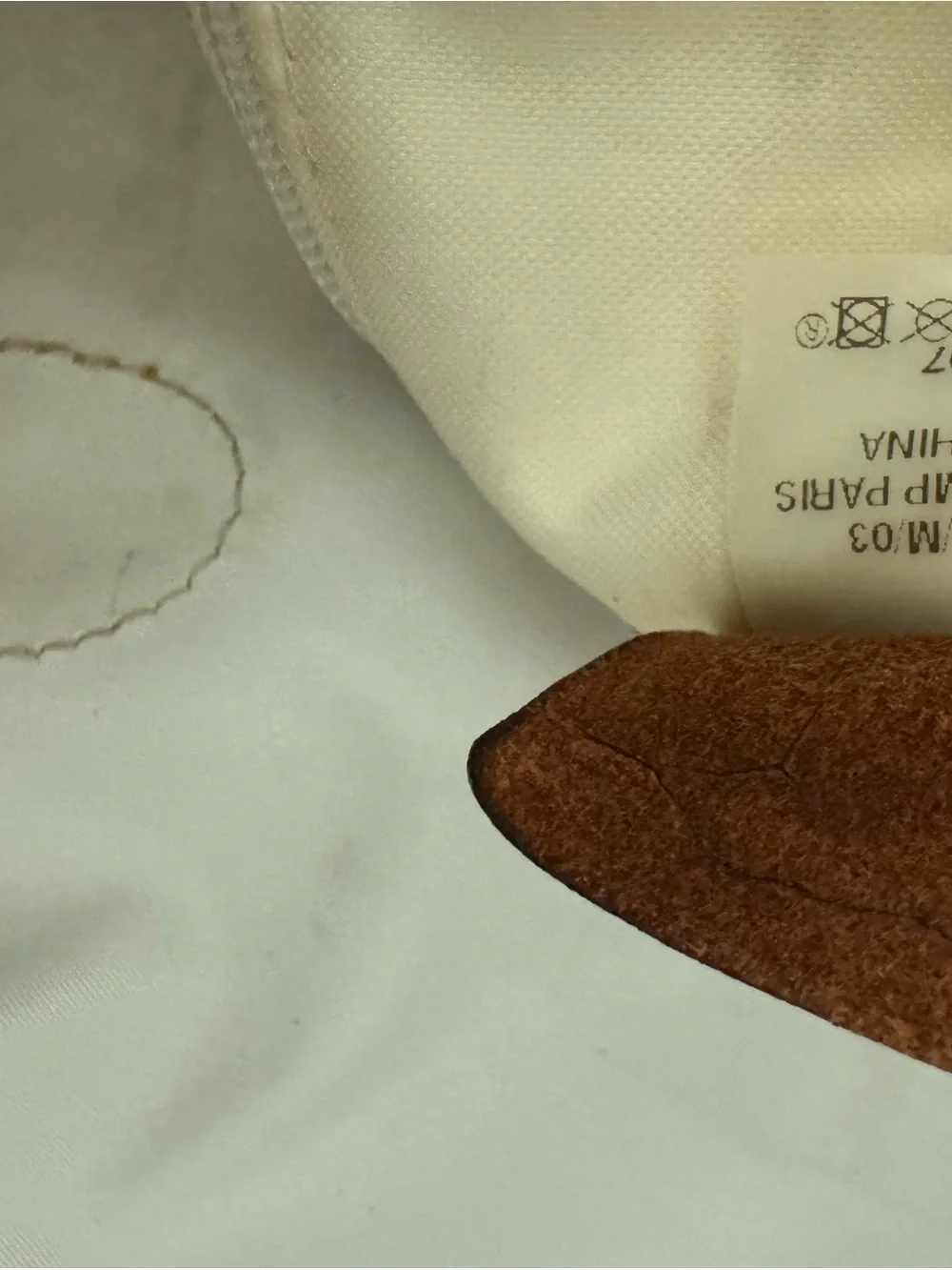 Longchamp White Shoulder Bag with Brown Strap and Trim